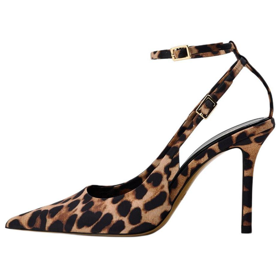 ZARA Slim Heel High Heels 9cm Women's Leopard Print