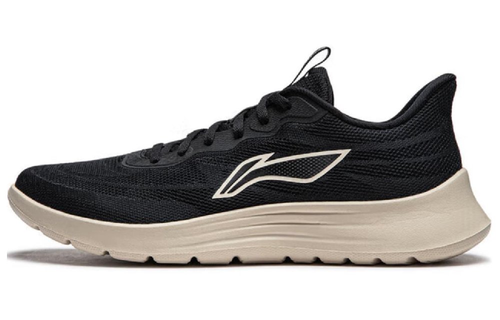 LiNing Light String Shock Absorbers Slip Resistant Abrasion Resistant Lightweight Low top Running Shoes Men's Black