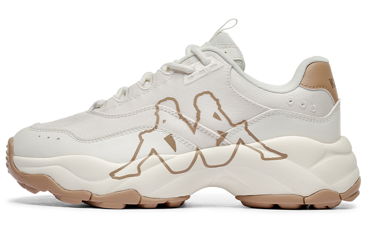 Kappa Slip-Resistant Breathable Low-Top Chunky Sneakers Unisex White Brown