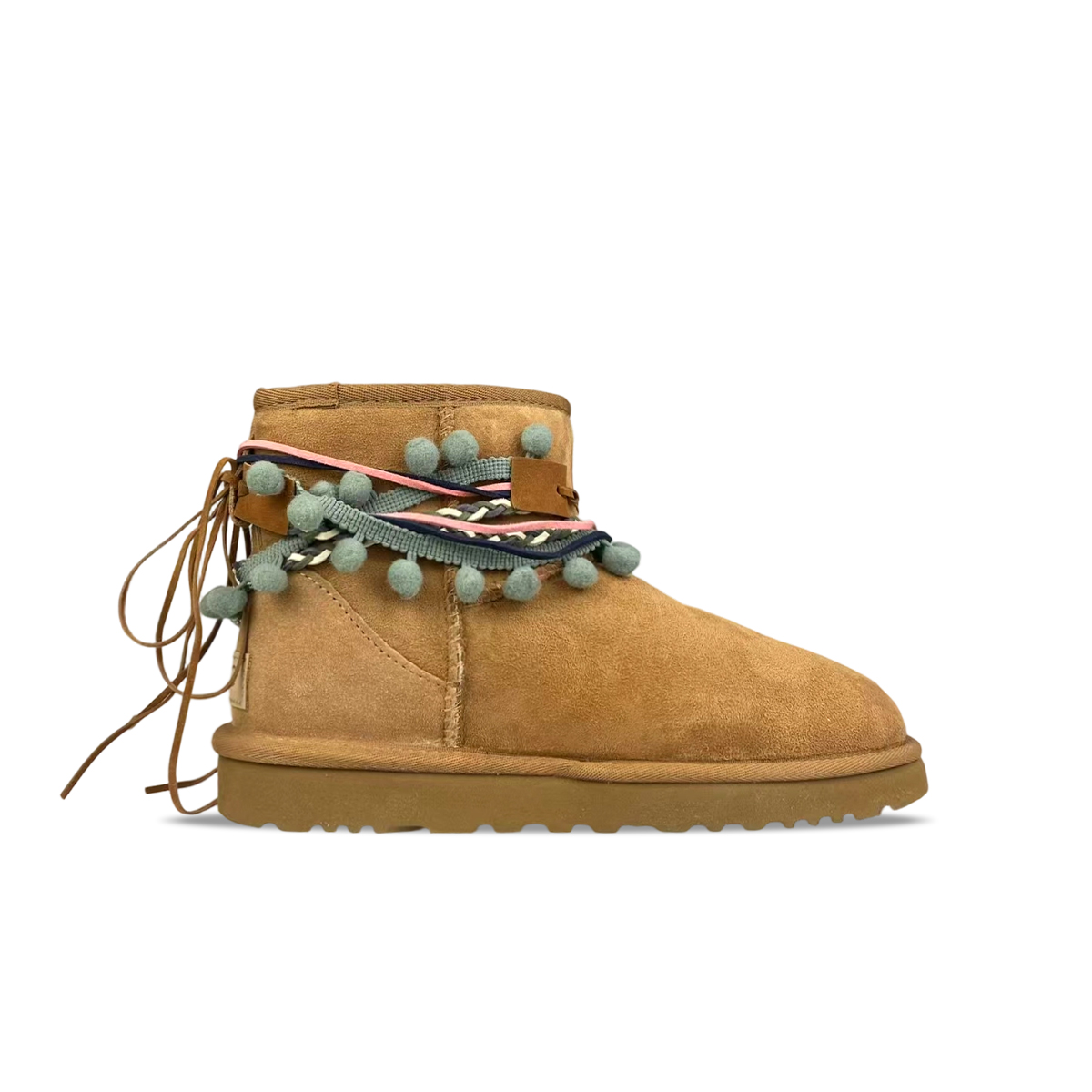 UGG CLASSIC CLEAR MINI BNK Multicolor Velvet Bracelet Short Snow Boots Women's