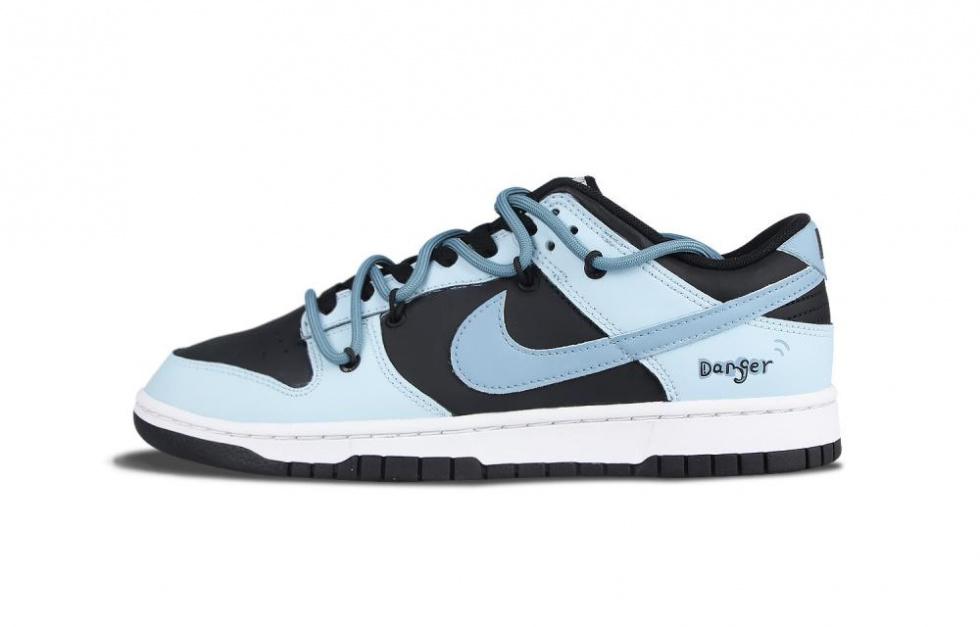 Nike Dunk Low Anti-Slip Wear-Resistant Low-Top Skateboard Shoes Unisex Black Blue