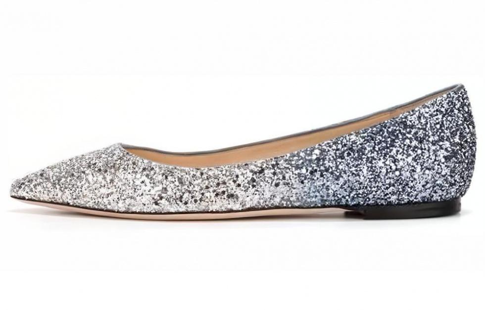 Jimmy Choo ROMY Flat Women's Casual Shoes Women's Silver Blue Gradient