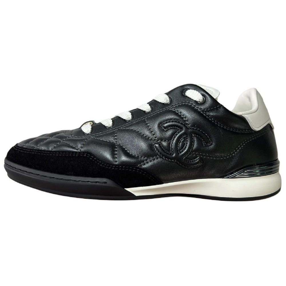 CHANEL 24a Low Top German Army Trainers Casual Shoes Women's Matte Black