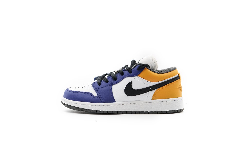 Jordan Air Jordan 1 Slip Resistant Cushioning Low Top Skateboard Shoes Unisex Blue Yellow White