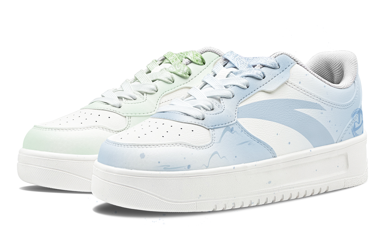 Anta Anti-Slip Wear-Resistant Low-Top Skateboard Shoes Men's Blue Green Mismatched купить в интернет-магазине Yoocart с быстрой доставкой по России.