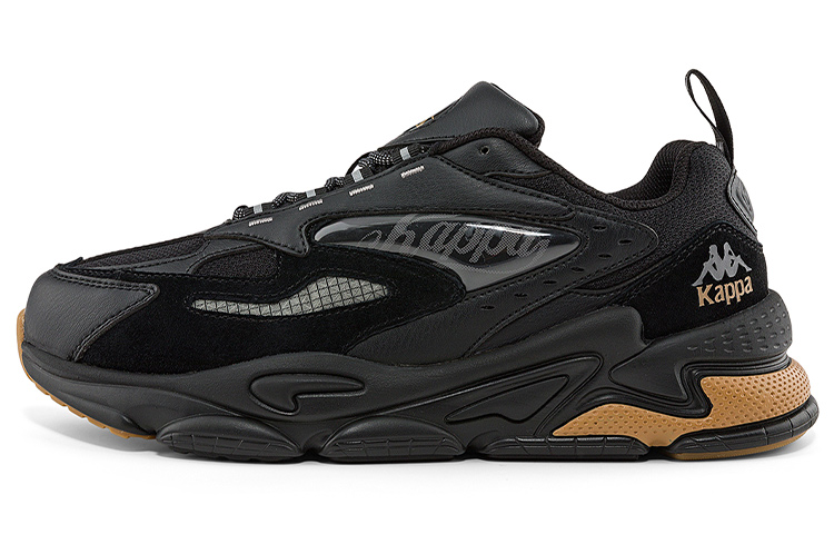 Kappa Cushioning Anti-Slip And Wear-Resistant Low-Top Chunky Sneakers Unisex Black