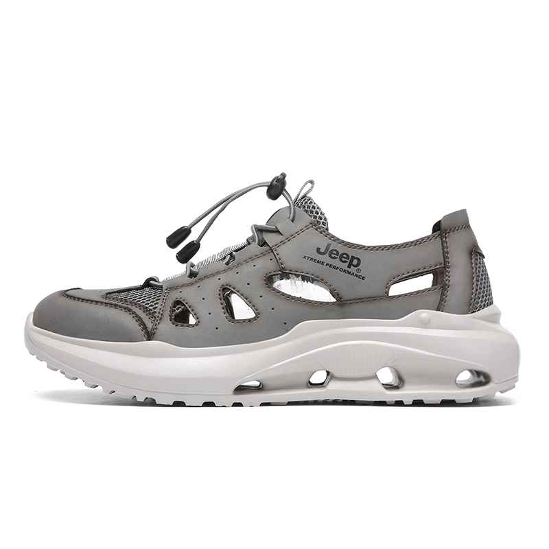 Jeep Breathable Anti-Slip And Wear-Resistant River Trekking Shoes Men's Gray