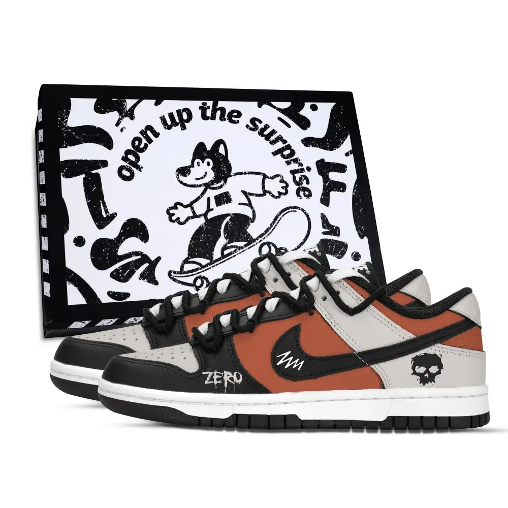 Nike Dunk The Apocalypse Arrives Slip Resistant Abrasion Resistant Low top Skateboard Shoes Unisex Black Gray Brown