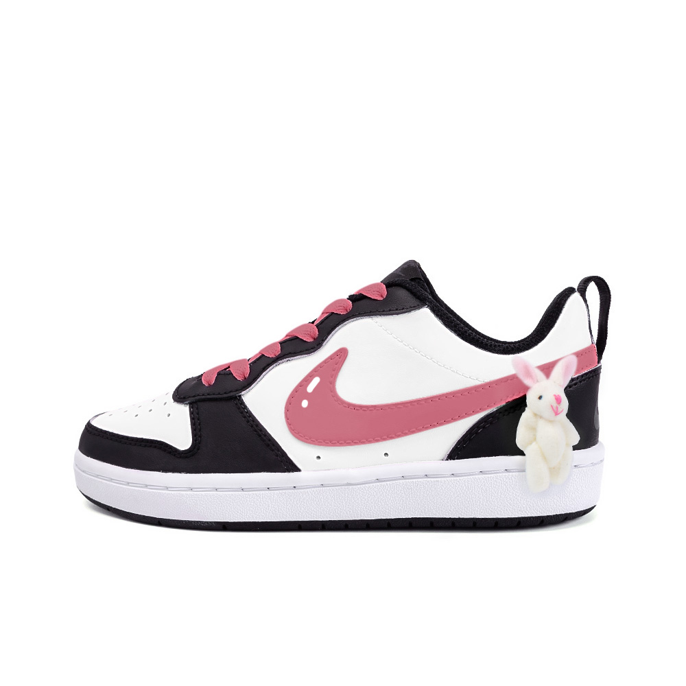 Nike Court Borough Low 2 Sweet To The Heart, Amber Non slip Lightweight Low Top Skateboard Shoes GS Black Pink
