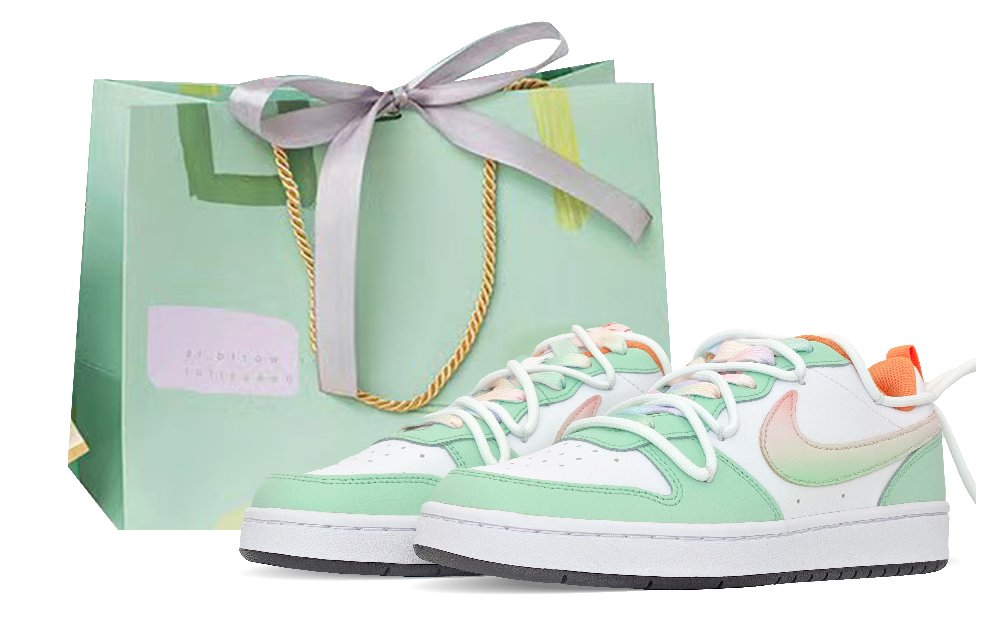 Nike Court Borough Anti-Slip Wear-Resistant Low-Top Skateboard Shoes Women's Green Pink