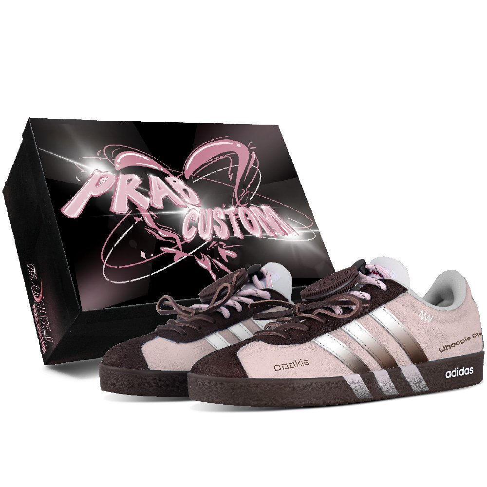 Adidas VL COURT 2.0 Abrasion Resistant Low Top Skateboard Shoes Unisex Pink Brown