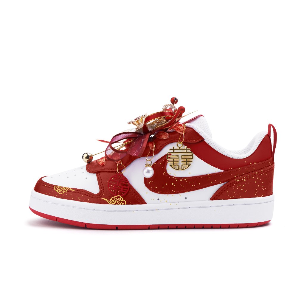 Nike Court Borough 2 Cushioning, Wear Resistant Low Top Skateboard Shoes Women's Red