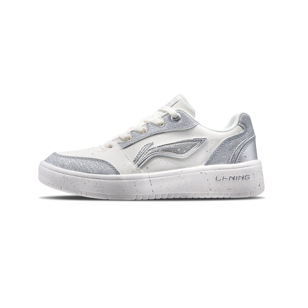 LiNing Yuanbao V3 Slip Resistant And Abrasion Resistant Coverage Low Top Skateboard Shoes Women's Silver White