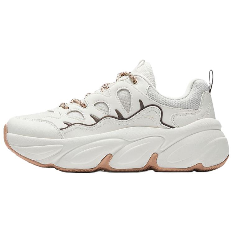 Anta Breathable Lightweight Height Increasing Low Top Casual Shoes Women's White Brown