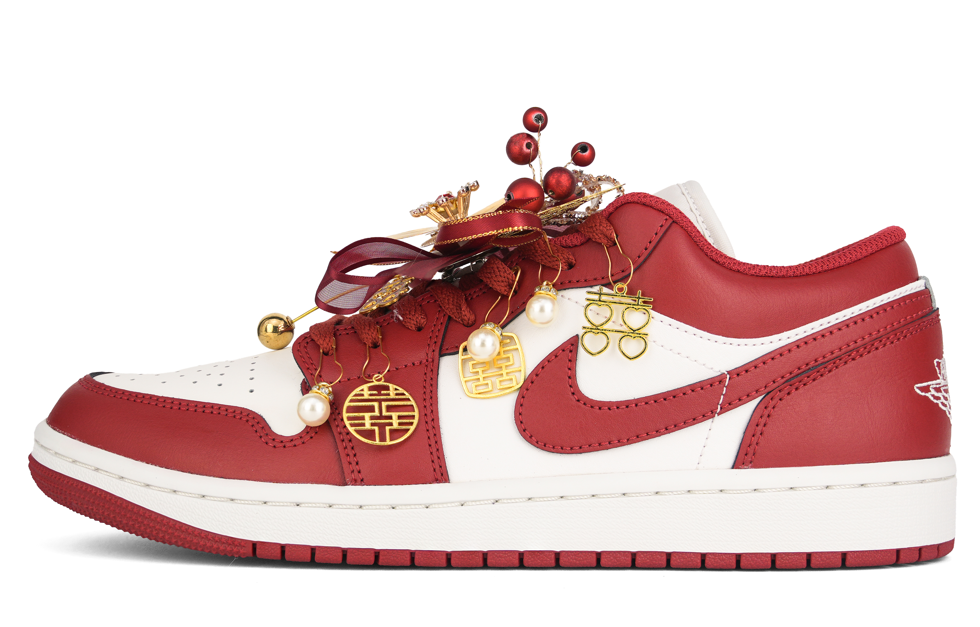 Jordan Air Jordan 1 Wedding Shoes Abrasion Resistant Low top Vintage Basketball Shoes Men's Red