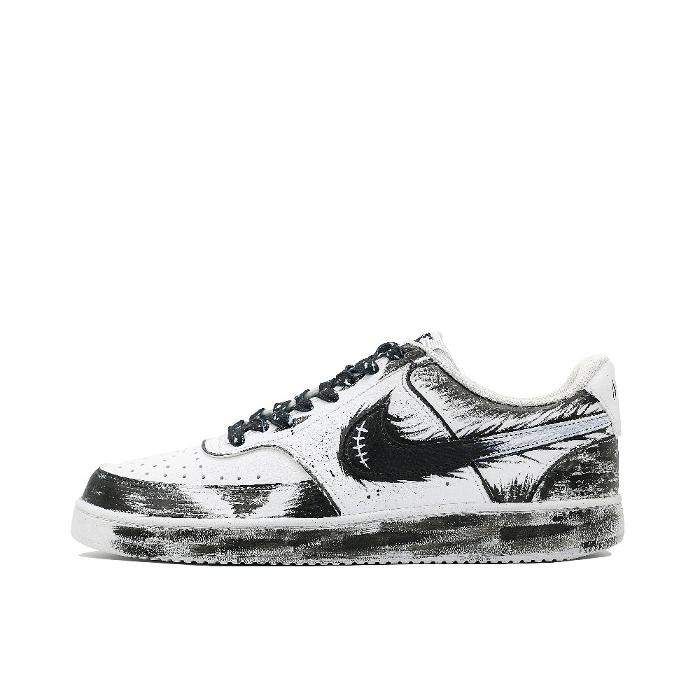 Nike Court Vision 1 Anti-Slip Wear-Resistant Low-Top Skateboard Shoes Men's Black White