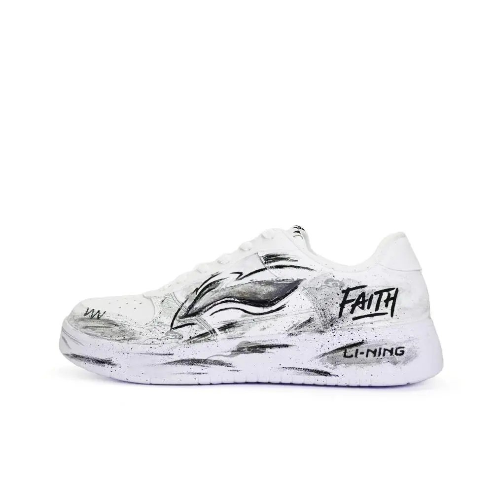 LiNing Pontoon Boats Anti Slip And Wear Resistant Height Increasing Low top Skateboard Shoes Men's Black White