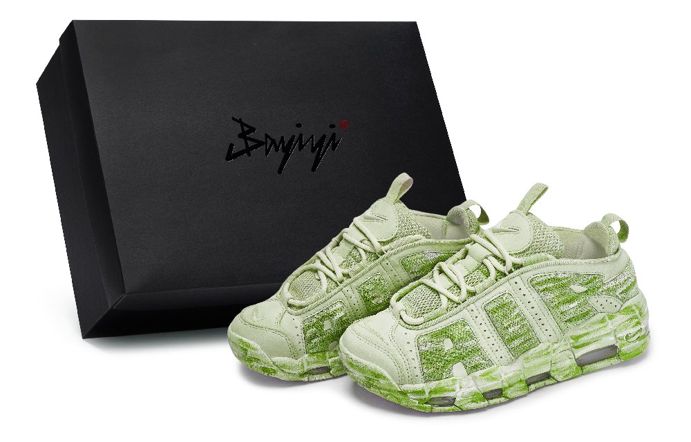 Nike Air More Uptempo Vintage Basketball Shoes Unisex Low top Yellow Green