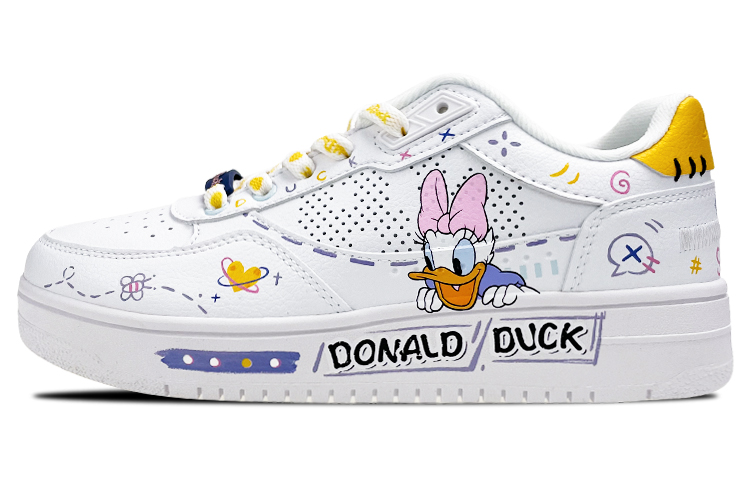 Disney x LiNing Low-Top Skateboard Shoes Women's White Yellow Purple
