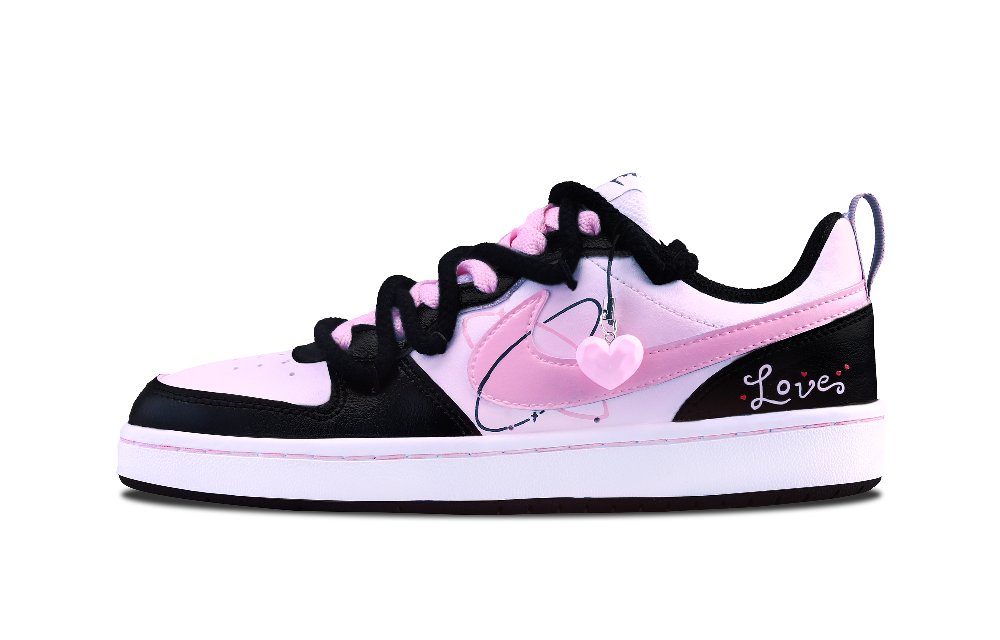 Nike Court Borough 2 Pink Dream Star Track Non slip Lightweight Low Top Skateboard Shoes Women's Pink Black