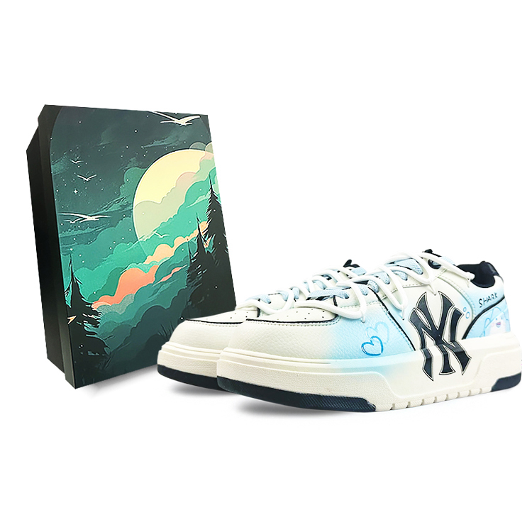 MLB Chunky Liner Wear-Resistant Height Increasing Low-Top Skateboard Shoes Unisex Blue White