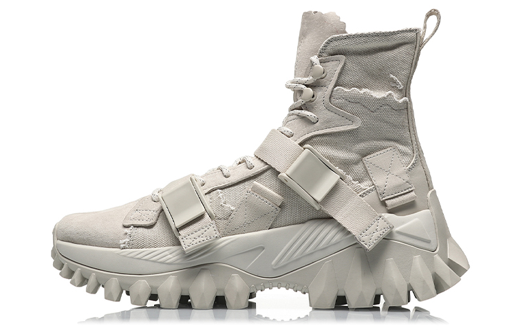LiNing CF Cushioned Slip-Resistant Abrasion-Resistant High-Top Sports Casual Shoes Men's Antarctic Gray