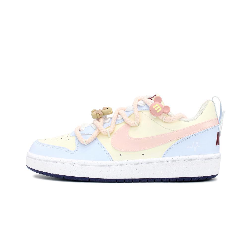 Nike Court Borough Durable Lightweight And Breathable Low-Top Skateboard Shoes Women's Yellow Pink Blue