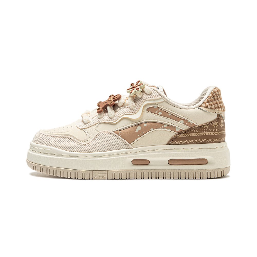 LiNing Future C1 Cushioning Wear-Resistant Low-Top Skateboard Shoes Women's Beige Brown