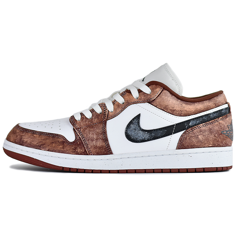 JORDAN Air Jordan 1 Vintage Basketball Shoes Unisex Low top Brown/Red/White