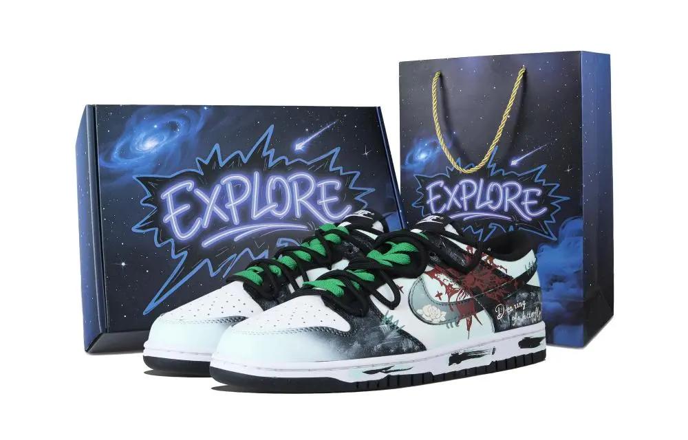 Nike Dunk Green Butterfly Dream Abrasion Resistant Low top Skateboard Shoes Unisex Gray