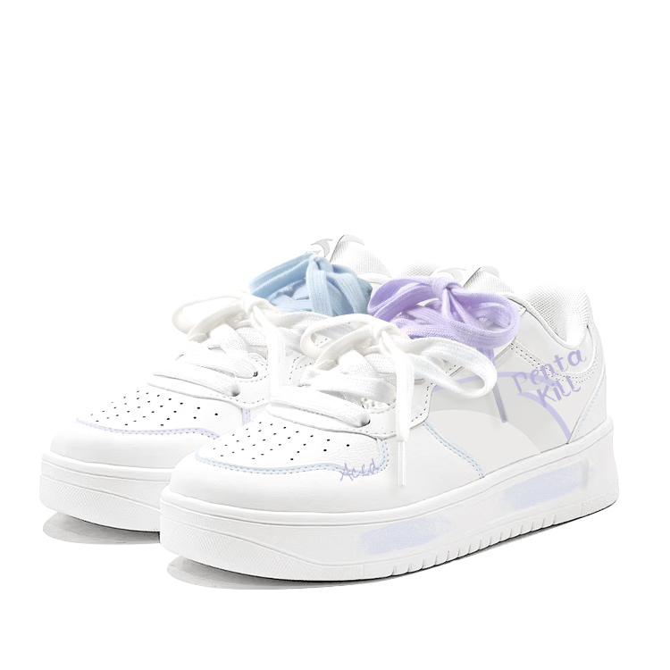 Anta Relaxed Anti Slip Wear Resistant Low Top Skateboard Shoes Unisex Purple Blue Mismatched