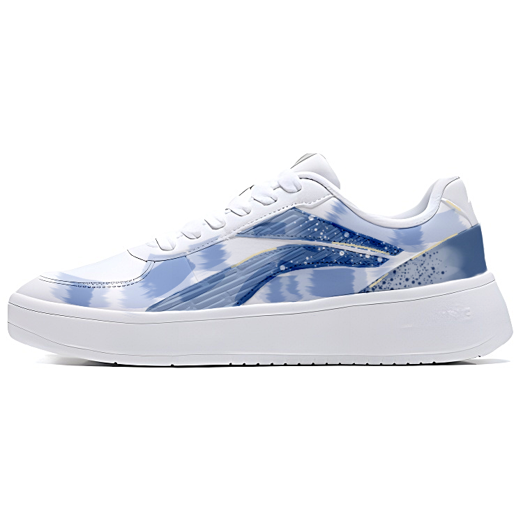 LiNing Slip Resistant, Abrasion Resistant, Lightweight Low Top Skateboard Shoes Men's White Blue
