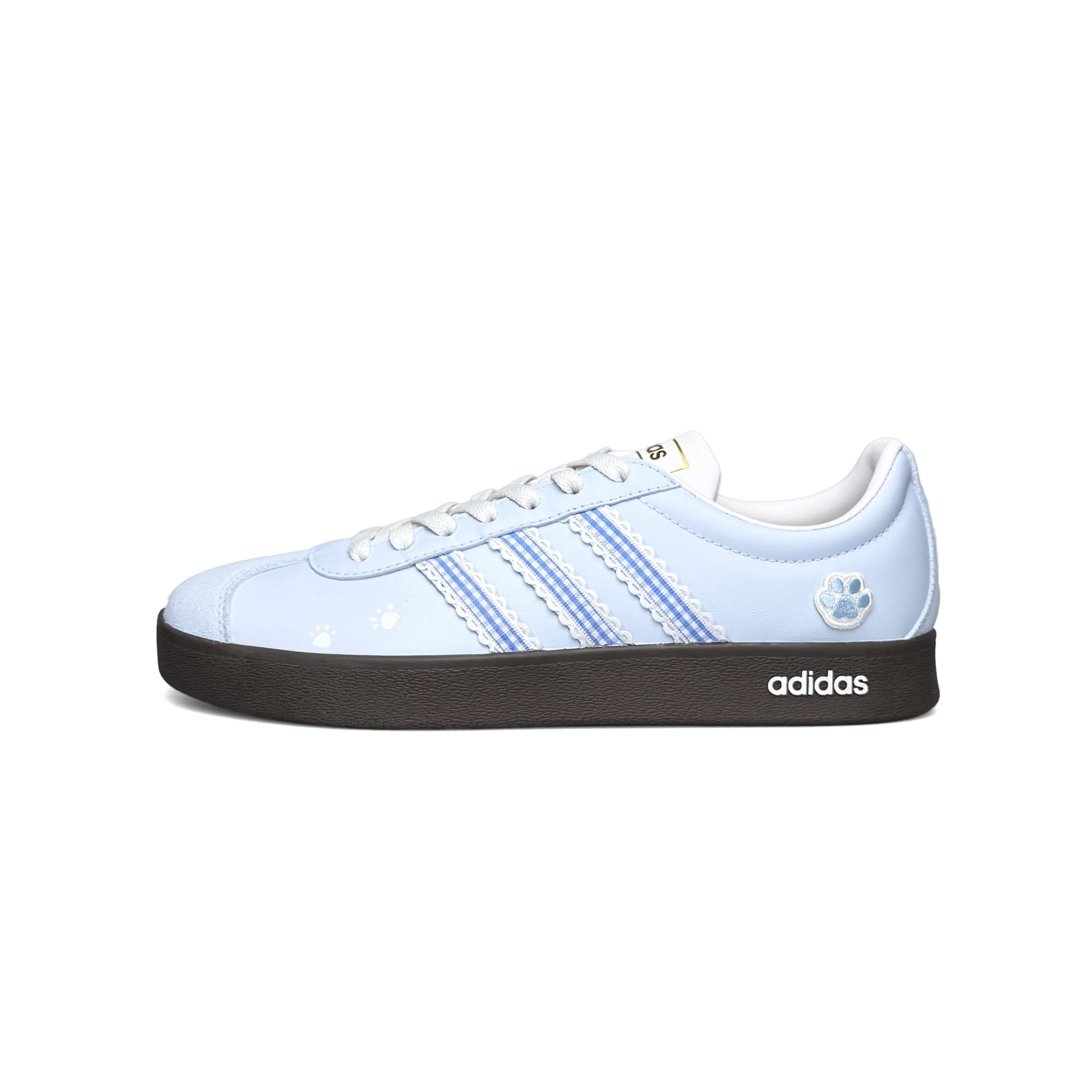 Adidas VL COURT 2.0 Cream Meow Language Low top Skateboard Shoes Unisex Blue