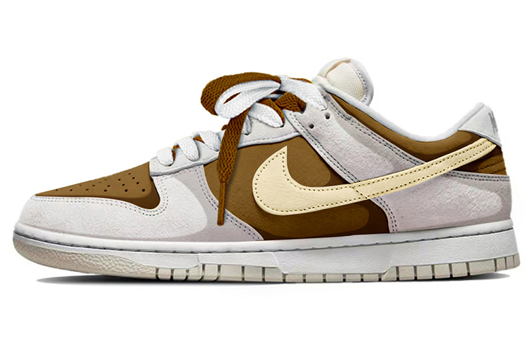 Nike Dunk Low Low-Top Skateboard Shoes Men's White Brown