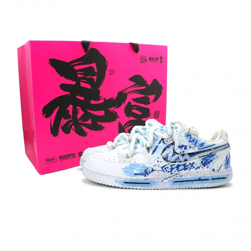 Nike Court Vision 1 Free Country 2.0 Abrasion Resistant Balance Support Low top Skateboard Shoes Men's Blue White