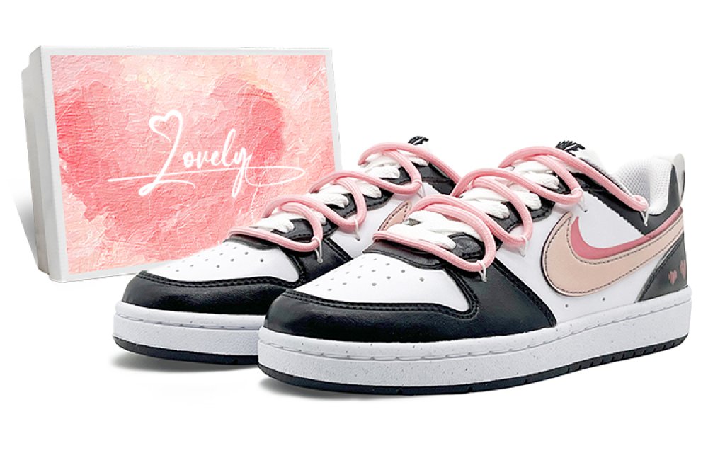 Nike Court Borough Slip-Resistant Breathable Low-Top Skateboard Shoes GS Pink Ink