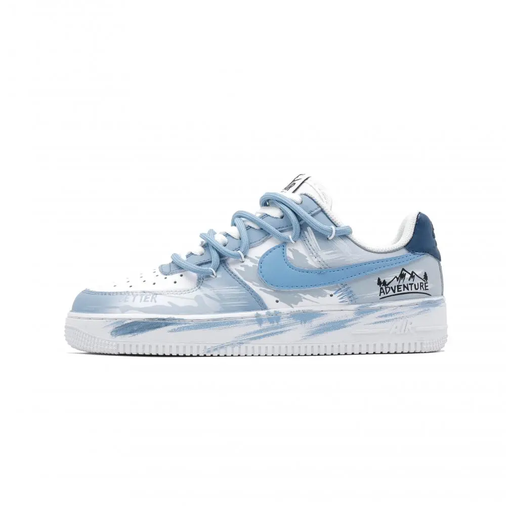 Nike Air Force 1 Summer Journey Cushioning, Wear Resistant Low Top Skateboard Shoes Men's Light Blue