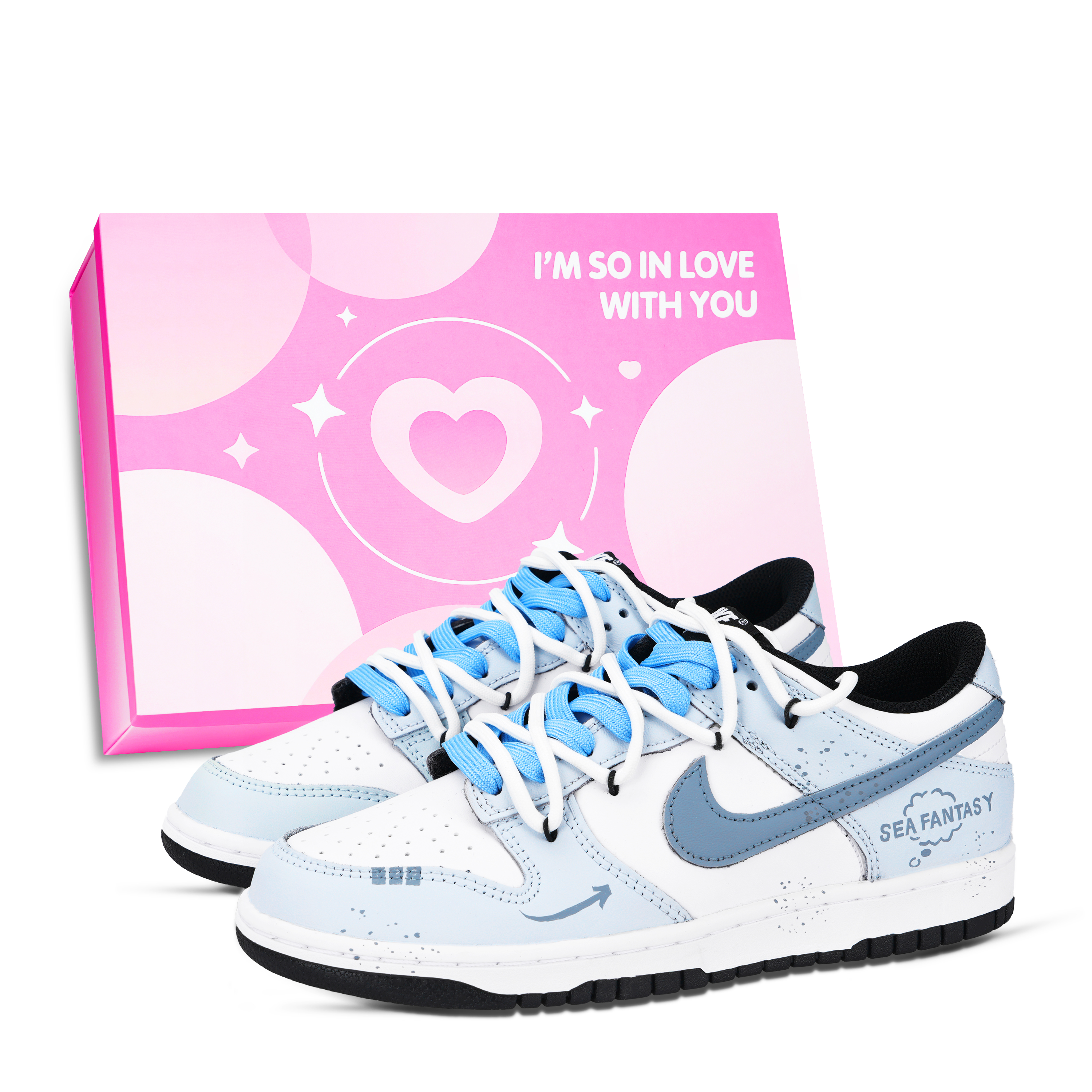 Nike Dunk Ocean Fantasy Abrasion Resistant Low top Skateboard Shoes Unisex Blue White
