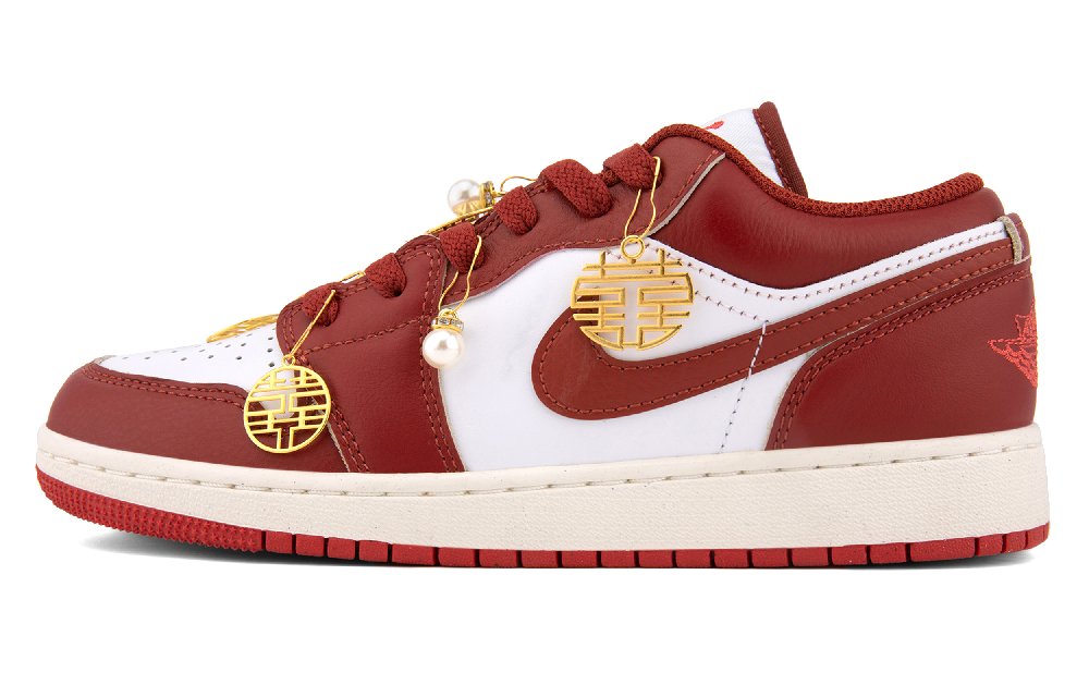 Jordan Air Jordan 1 Anti Slip Wear Resistant Low Top Vintage Basketball Shoes Unisex Red