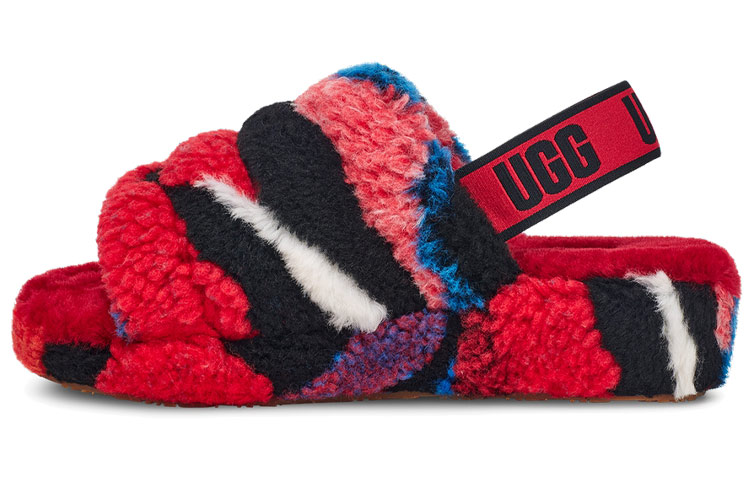 UGG Fluff Yeah Slide Cali Collage 'Red Black Pink' Women's