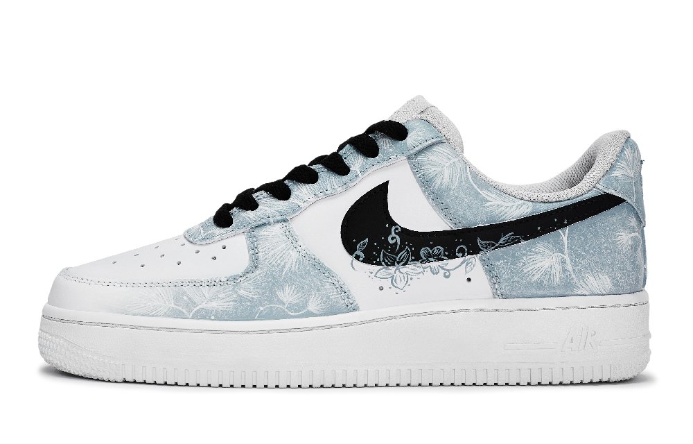 Nike Air Force 1 REGO Hot Dog, Dandelion Journey Abrasion Resistant Low Top Skateboard Shoes Unisex Black White Blue