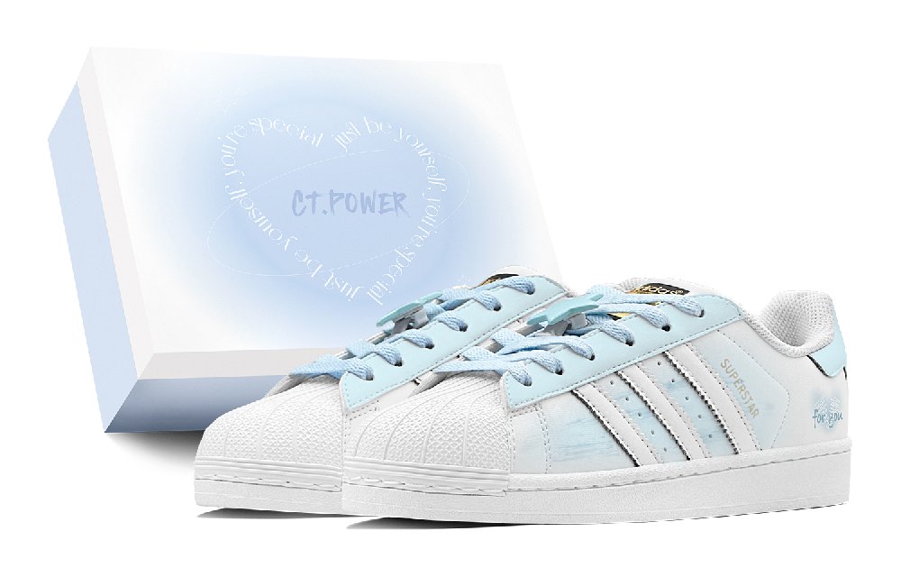 Adidas Originals SUPERSTAR Anti-Slip Wear-Resistant Low-Top Skateboard Shoes Unisex White Blue