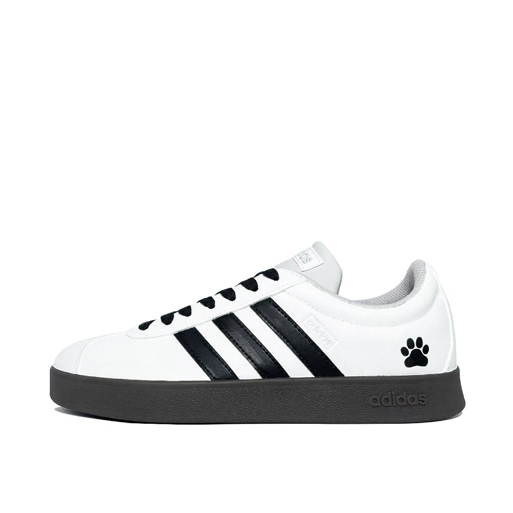Adidas VL COURT 2.0 Black Cat Coverage Quick Dry Lightweight Low Top Skateboard Shoes Unisex Beige Black