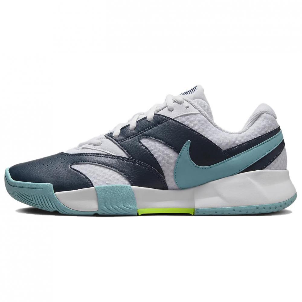 Nike Court Lite 4 Abrasion Resistant Low Top Tennis Shoes Men's White Blue
