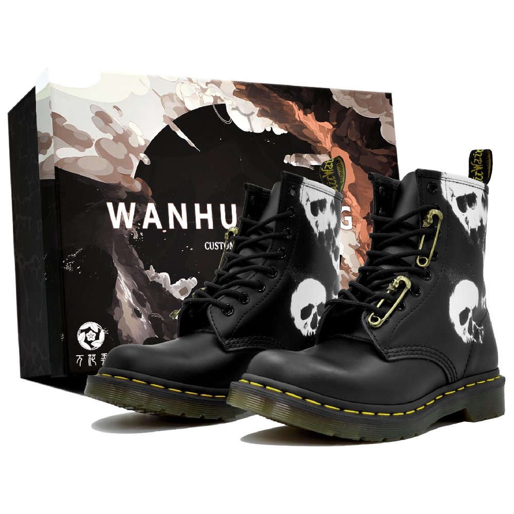 Dr.Martens 1460 Kaleidoscope Skeleton Punk Box Short Martin Boot Women's Black