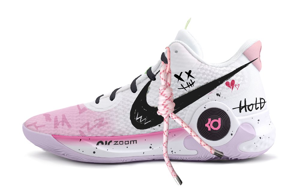 Nike KD Trey 5 IX Love Trap Abrasion Resistant Mid Top Vintage Basketball Shoes Unisex Pink White