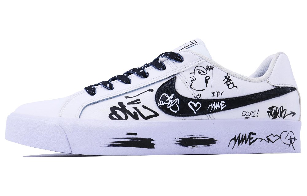 Nike Court Royale Slip-Resistant Lightweight Impact Resistance Low-Top Skateboard Shoes Unisex Black White