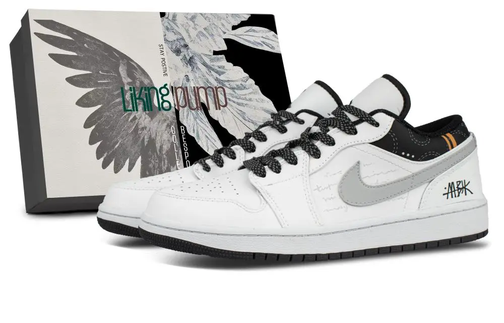 Jordan Air Jordan 1 Cushioning And Breathable Low top Vintage Basketball Shoes Unisex White