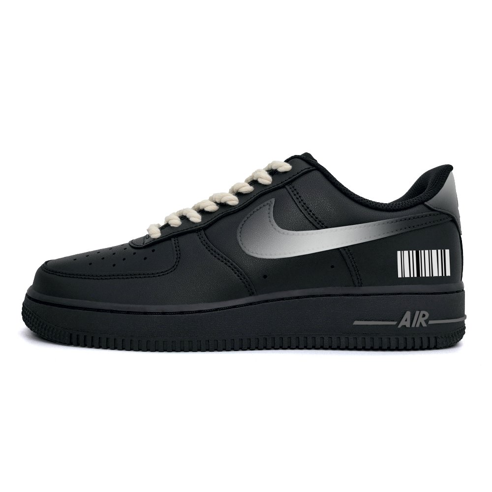 Nike Air Force 1 Mysterious Code 07 Triple Black Anti Slip Wear Resistant Low Top Skateboard Shoes Unisex Black White