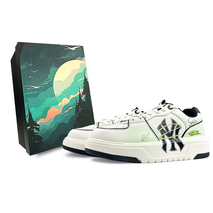 MLB New York Yankees Wear-Resistant Height Increasing Low-Top Skateboard Shoes Unisex Green White